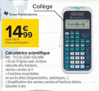 Carrefour Texas instruments calculatrice scientifique offre