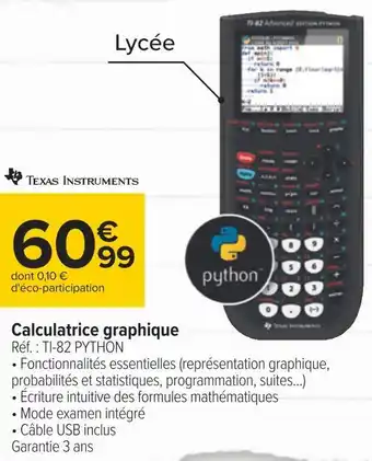 Carrefour Texas instruments calculatrice graphique offre