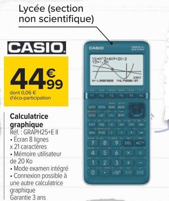 Carrefour Casio calculatrice graphique offre