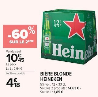 Carrefour Market Heineken bière blonde offre