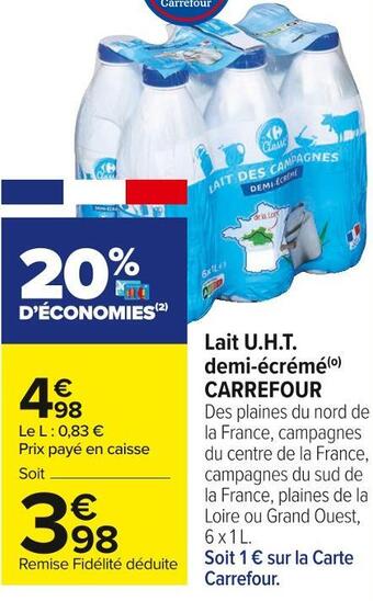 Carrefour Market Carrefour lait u.h.t. demi-écrémé offre