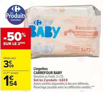Carrefour Market Carrefour baby lingettes offre