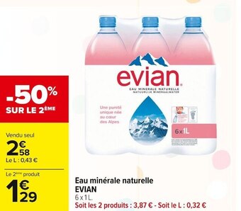 Carrefour Market Evian eau minérale naturelle offre