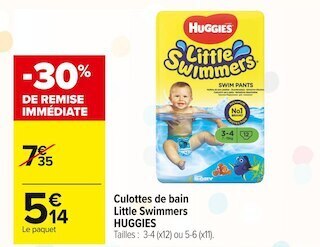 Carrefour Market Huggies culottes de bain little swimmers offre