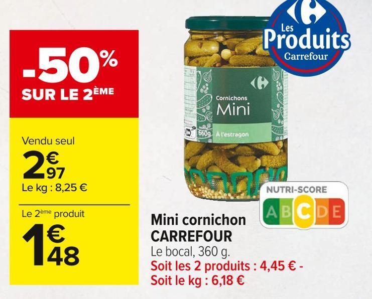 Promo Carrefour mini cornichon chez Carrefour Market