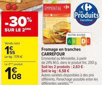 Carrefour Market Carrefour fromage en tranches offre