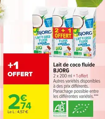 Carrefour Market Bjorg lait de coco fluide offre