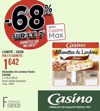 Géant Casino Casino allumettes de lardons fumés offre