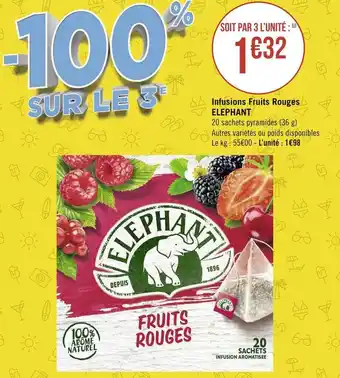 Géant Casino Elephant infusions fruits rouges offre