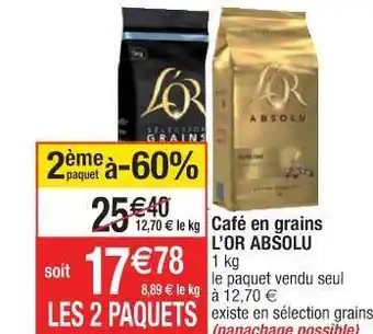 Cora x Carrefour Café En Grains L'or Absolu offre