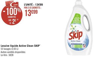 Géant Casino Skip lessive liquide active clean* offre