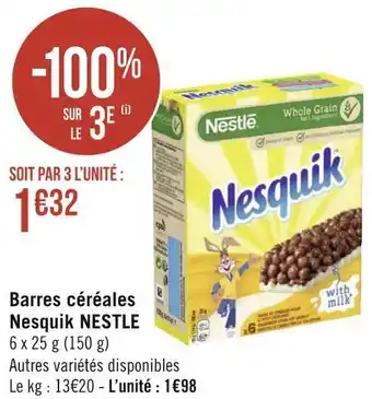 Géant Casino Nestle barres céréales nesquik offre