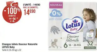 Géant Casino Lotus changes bébés douceur naturelle baby offre