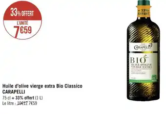 Géant Casino Carapelli huile d’olive vierge extra bio classico offre