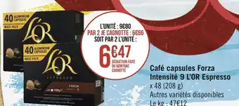 Géant Casino L’or café capsules forza intensité 9 espresso offre