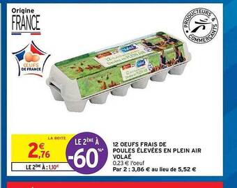 Intermarché Hyper 12 Oeufs Frais De Poules élevées En Plein Air Volaé offre