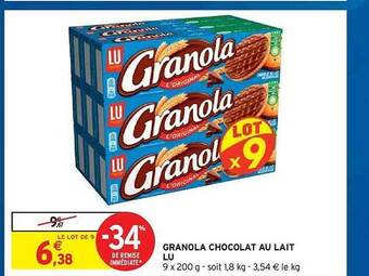 Intermarché Hyper Granola Chocolat Au Lait Lu offre