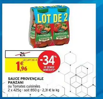 Intermarché Hyper Sauce Provençale Panzani offre