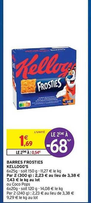 Intermarché Hyper Barres Frosties Kellogg's offre