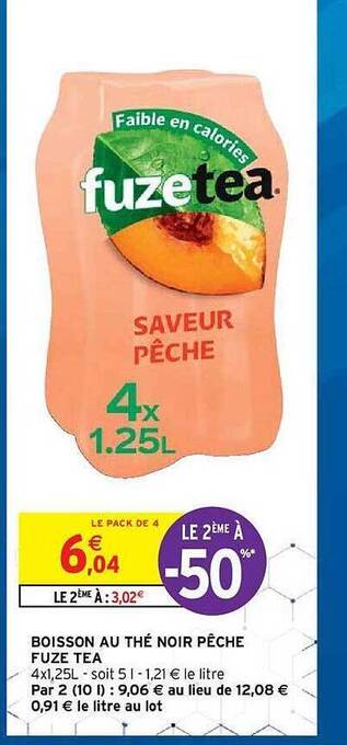 Intermarché Hyper Boisson Au Thé Noir Pêche Fuze Tea offre