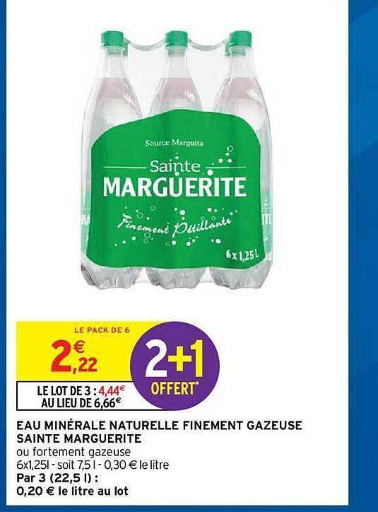 Promo Eau Minérale Naturelle Finement Gazeuse Sainte Marguerite chez