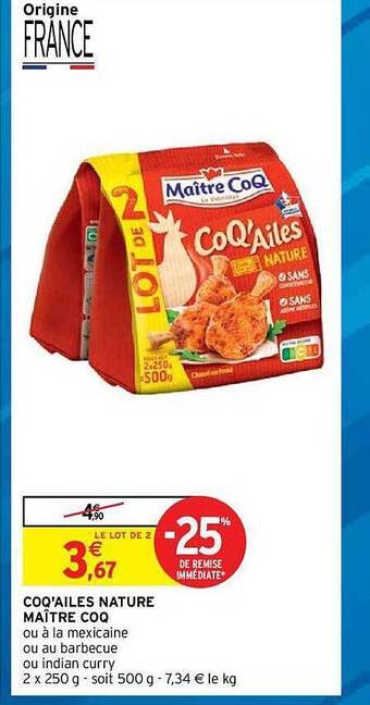 Intermarché Hyper Coq'ailes Nature Maître Coq offre