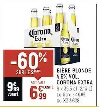 Spar Bière Blonde 4.6% Vol Corona Extra -60% Sur Le 2ème offre