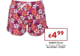Trafic Short Fille offre