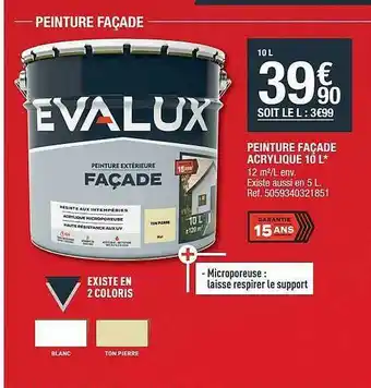 Brico Dépôt Peinture Façade Acrylique 10l Evalux offre