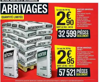 Brico Dépôt Mortier Universel 30 Kg, Béton Universel 30 Kg offre