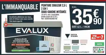 Brico Dépôt Peinture Couleur 2,5l 2 En 1 Sous-couche Intégrée Evalux offre