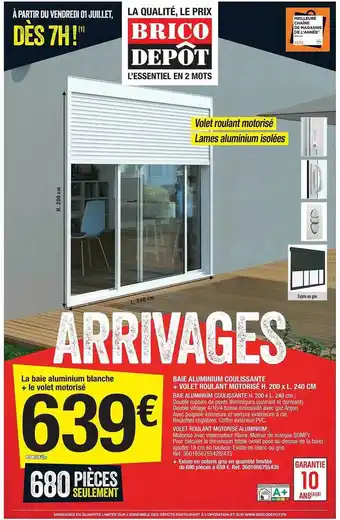 Brico Dépôt Baie Aluminium Coulissante + Volet Roulant Motorisé offre