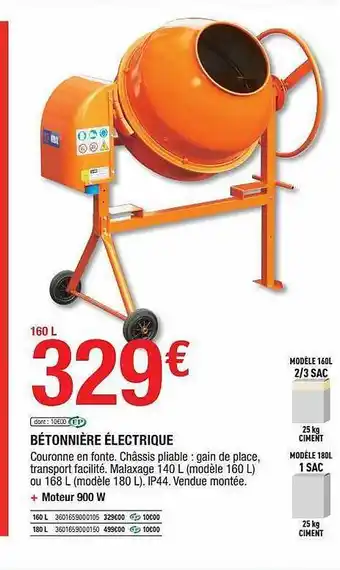 Brico Dépôt Bétonnière électrique offre