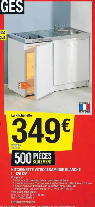 Brico Dépôt Kitchenette Vitrocéramique Blanche L. 120 Cm offre