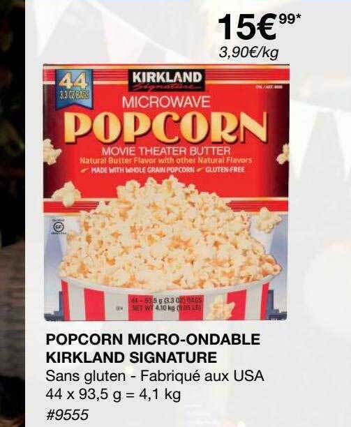 Promo Popcorn Microondable Kirkland Signature chez Costco