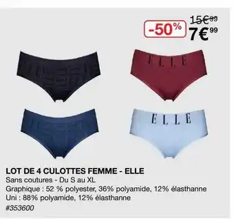Costco Lot De 4 Culottes Femme - Elle offre