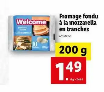 Lidl Fromage Fondu à La Mozzarella En Tranches offre