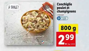 Lidl Conchiglie Poulet Et Champignons offre