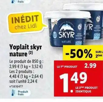 Lidl Yoplait Skyr Nature offre