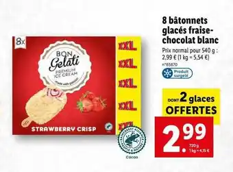 Lidl 8 Bâtonnets Glacés Fraise-chocolat Blanc offre