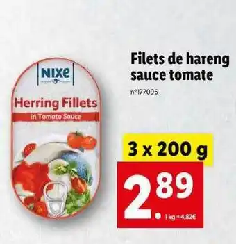 Lidl Filets De Hareng Sauce Tomate offre