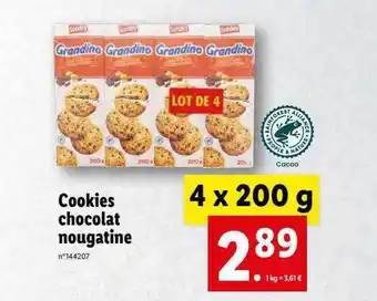 Lidl Cookies Chocolat Nougatine offre