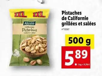 Lidl Pistaches De Californie Grillées Et Salées Alesto offre