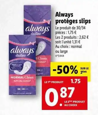 Lidl Always Protèges Slips offre