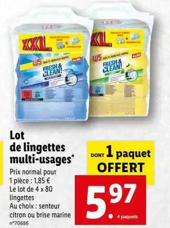 Lidl Lot De Lingettes Multi-usages W5 offre