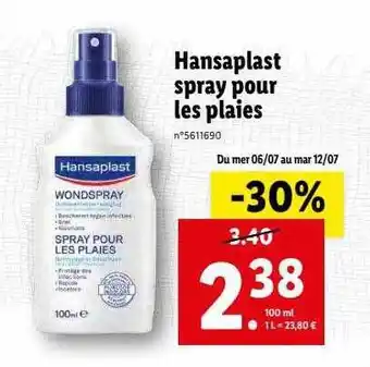 Lidl Hansaplast Spray Pour Les Plaies offre