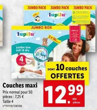 Lidl Couches Maxi Lupilu offre