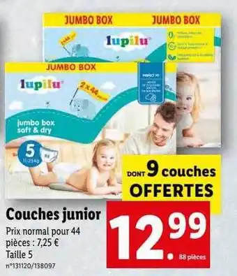 Lidl Couches Junior offre