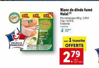 Lidl Blanc De Dinde Fumé Halal offre