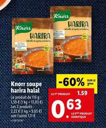 Lidl Knorr Soupe Harira Halal offre